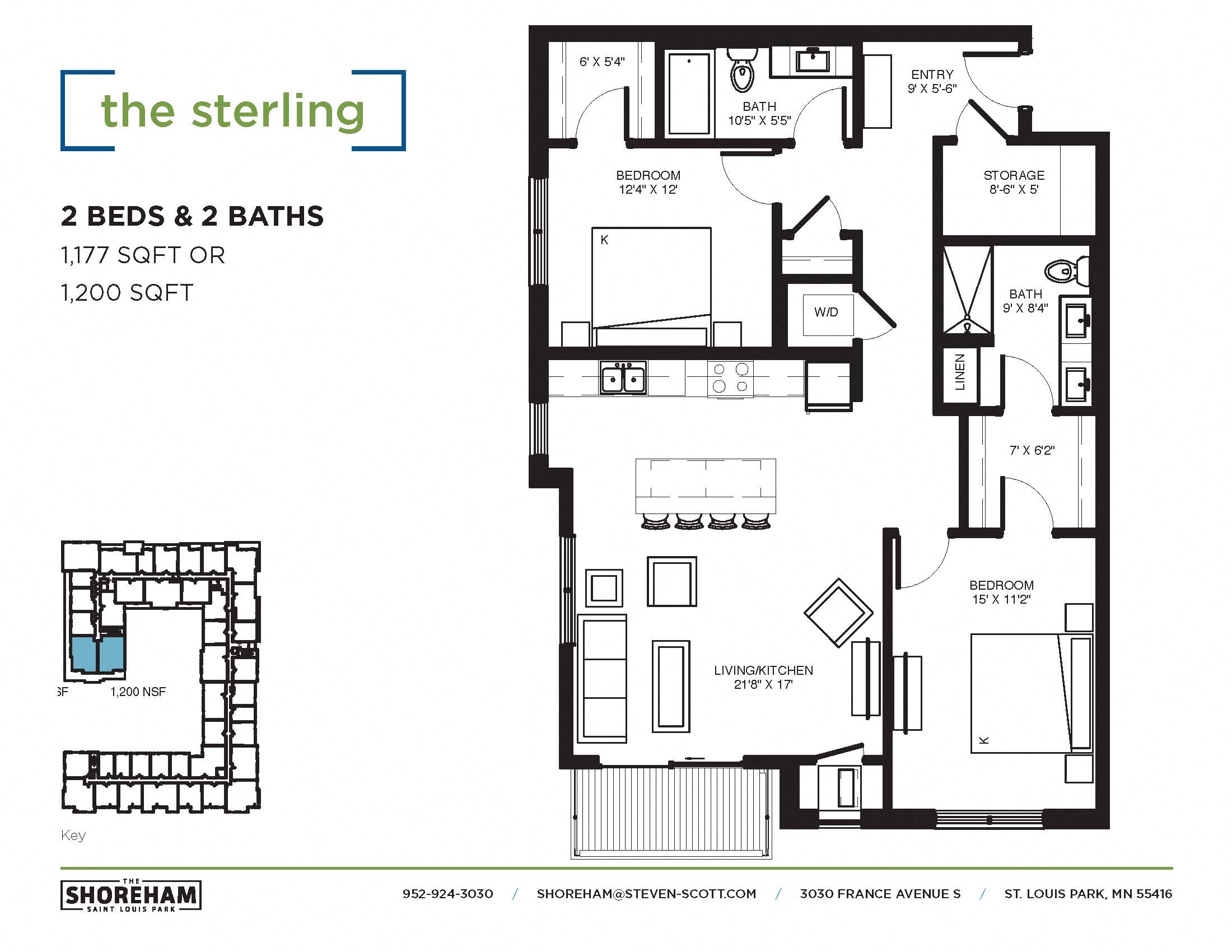 The Sterling Floor plan at The Shoreham, St. Louis Park, MN
